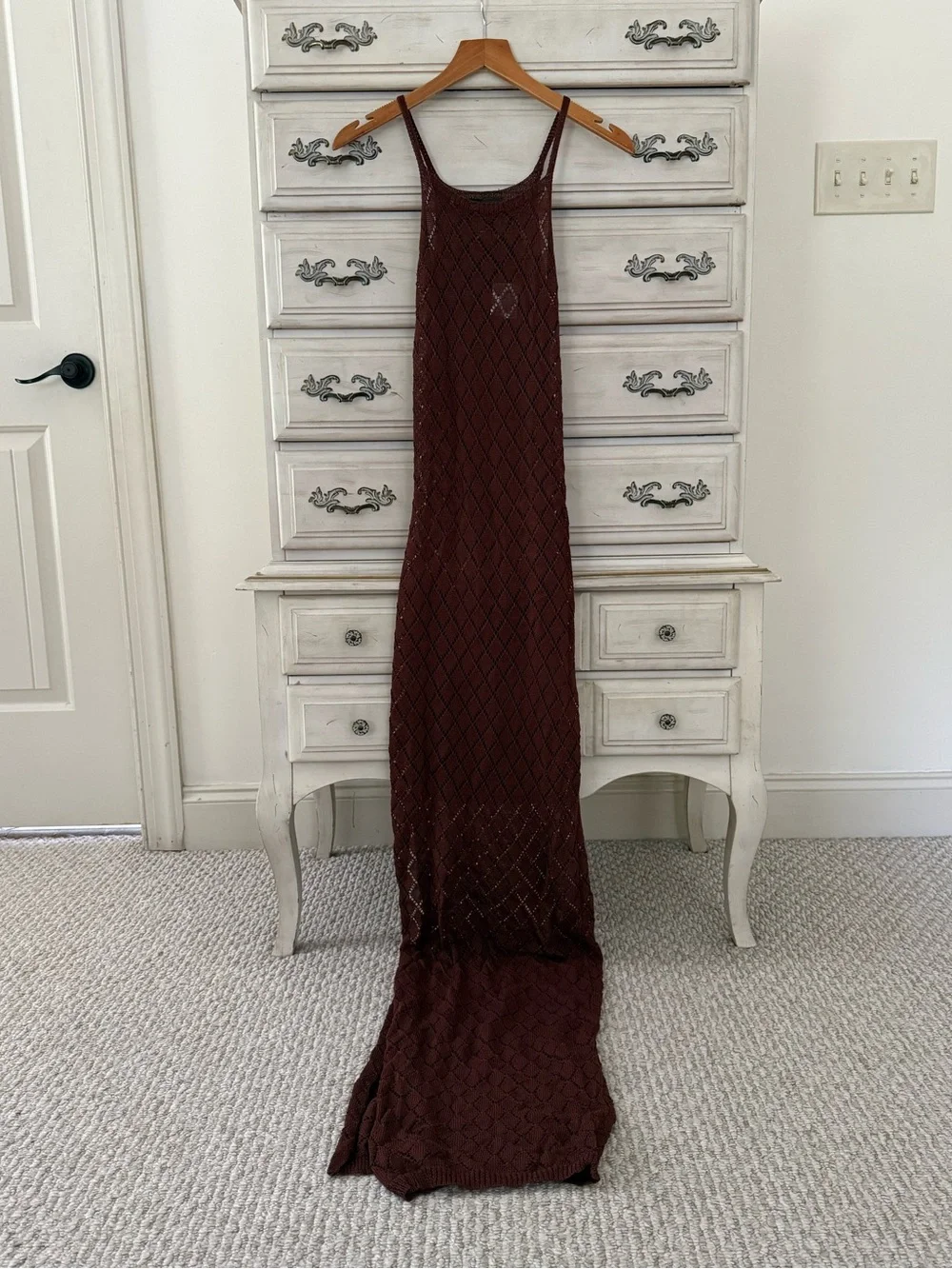 Windsor Brown Crochet Knit Forest Fairy Maxi Dress - Picture 2 of 5